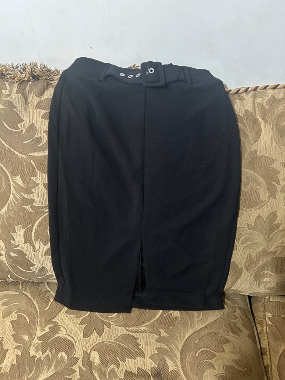 Soho Black High-Waist Pencil Skirt with Buckle Belt